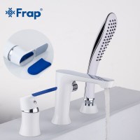 Frap-три-шт-ванной-кран-Три-отверстия-разделения-Разделение-белый-спрей-живописи-горячей-и-холодной-воды